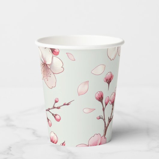 Cherry Blossom Papieren Bekers (Achterkant)