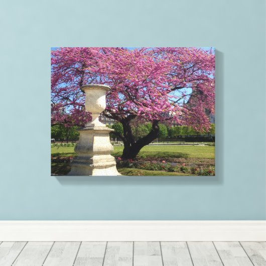 Cherry Blossom Paris France Canvas Print (Insitu (Houten vloer))