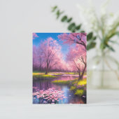 Cherry Blossom Park met een Meandering Stream Briefkaart (Staand voorkant)