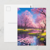 Cherry Blossom Park met een Meandering Stream Briefkaart (Voorkant / Achterkant)