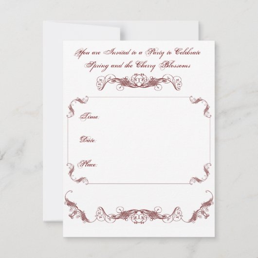 Cherry Blossom Party Invitation Kaart (Achterkant)