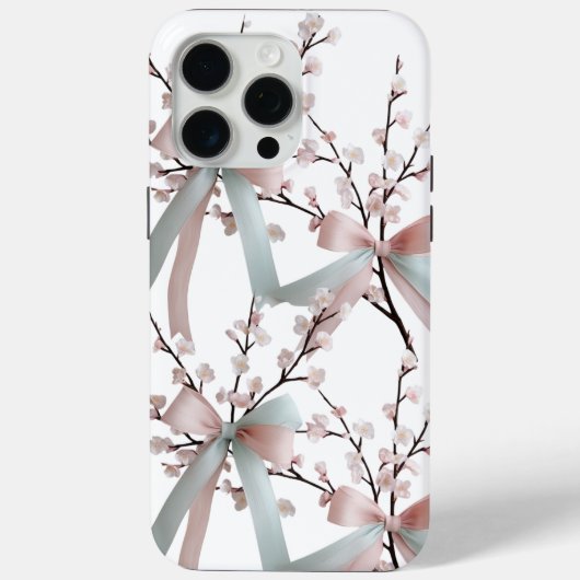 Cherry Blossom Pastel Bow iPhone 15 Pro Max Hoesje (Achterkant)