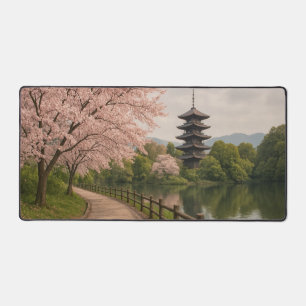 Cherry Blossom Path met Pagoda Desk Mat