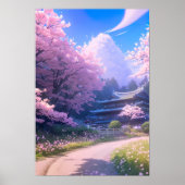 Cherry Blossom Path to Traditional Inn Poster (Voorkant)