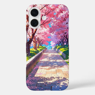 Cherry Blossom Pathway - Anime Spring Scenery iPhone 16 Hoesje