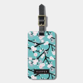 Cherry Blossom Pattern Custom Name Address Bagagelabel