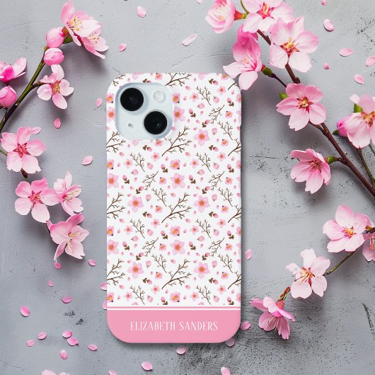 Cherry Blossom Pattern in pink tones Case-Mate iPhone Case