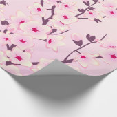 Cherry Blossom Pattern Pink Floral Cadeaupapier (Hoek)