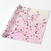 Cherry Blossom Pattern Pink Floral Cadeaupapier (Uitgerold)