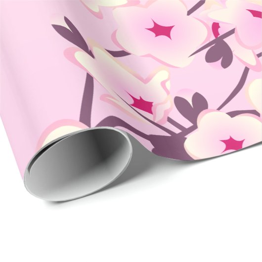 Cherry Blossom Pattern Pink Floral Cadeaupapier (Rol Hoek)