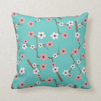 Cherry Blossom Pattern Turquoise Kussen