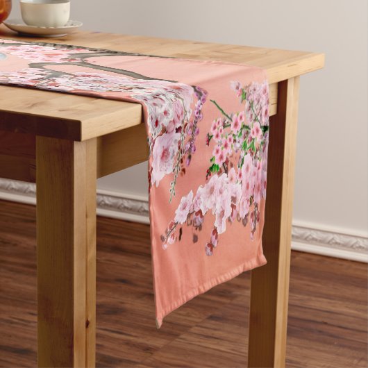 Cherry Blossom Peacock Korte Tafelloper (Voorbeeld)