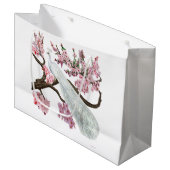 Cherry Blossom Peacock Large Cadeautasje (Voorkant Gekanteld)