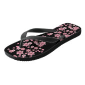 Cherry Blossom Petals Trees roze Black Teenslippers (Schuin)