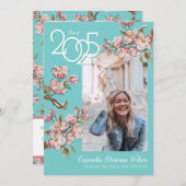 Cherry Blossom Photo Afstuderen Announement Kaart (Voorkant / Achterkant)