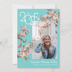 Cherry Blossom Photo Afstuderen Announement Kaart