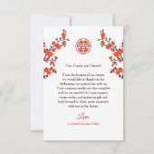 Cherry Blossom Photo Chinese Wedding Bedankkaart (Achterkant)