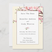 Cherry Blossom PHOTO Pink White Wedding Save The Date (Voorkant)