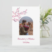 Cherry Blossom Photo Save the Date Kaart (Staand voorkant)