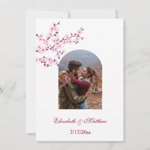 Cherry Blossom Photo Save the Date Kaart