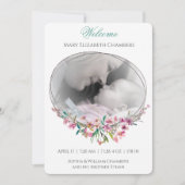 Cherry Blossom Photo Template Birth Announounding (Voorkant)