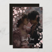 Cherry Blossom Photo Wedding Thank You Bedankkaart (Voorkant / Achterkant)