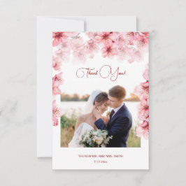 Cherry Blossom Photo Wedding Thank You Card Bedankkaart