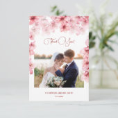Cherry Blossom Photo Wedding Thank You Card Bedankkaart (Staand voorkant)