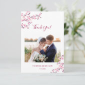 Cherry Blossom Photo Wedding Thank You Card Bedankkaart (Staand voorkant)