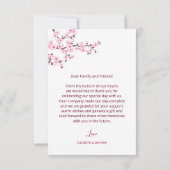 Cherry Blossom Photo Wedding Thank You Card Bedankkaart (Achterkant)