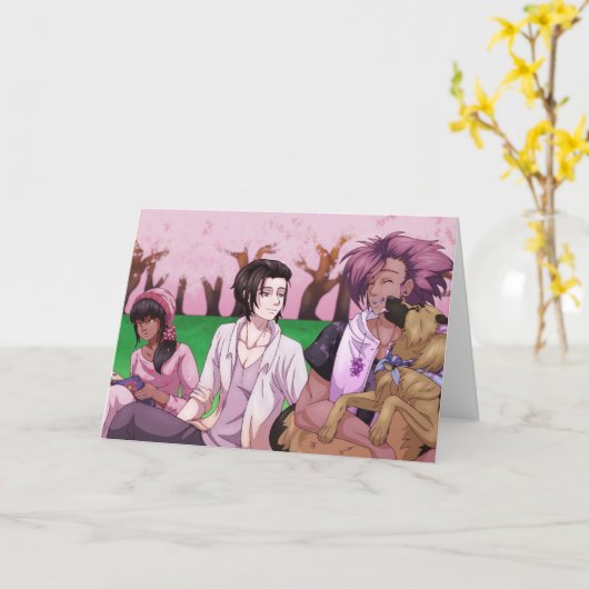 Cherry Blossom Picnic Kaart (Gele Bloem)