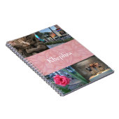 Cherry Blossom Pink Batik Collage en Naam Notitieboek (Rechterzijde)