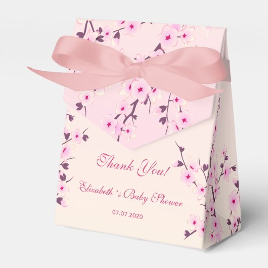 Cherry Blossom Pink Bedankt Baby shower Bedankdoosjes (Voorkant Zijde)