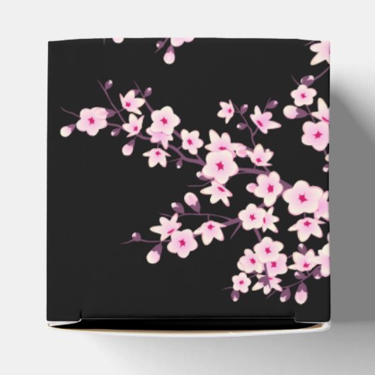Cherry Blossom Pink Black Favor Box Bedankdoosjes (Bovenkant)