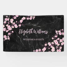 Cherry Blossom Pink Black Marble Banner