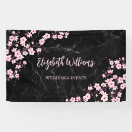 Cherry Blossom Pink Black Marble Banner