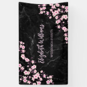 Cherry Blossom Pink Black Marble Banner (Verticaal)