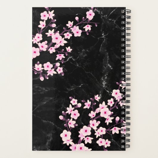 Cherry Blossom Pink Black Marmer Custom Planner (Achterkant)