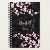 Cherry Blossom Pink Black Marmer Custom Planner (Voorkant)