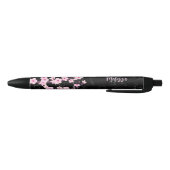 Cherry Blossom Pink Black Marmer Monogram Zwarte Inkt Pen (Bodem)
