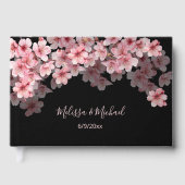 Cherry Blossom Pink Black Wedding Gastenboek (Voorkant)