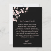 Cherry Blossom Pink Black Wedding Thank You Bedankkaart (Achterkant)