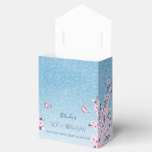 Cherry Blossom Pink Blue Glitter Hartelijk dank Bedankdoosjes (Geopend)
