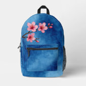 Cherry Blossom Pink Blue Monogram Bedrukte Rugzak (Voorkant)