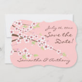 Cherry Blossom Pink/Brown Save the Date (Voorkant)