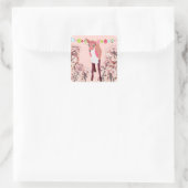 Cherry Blossom  Pink Fawn Vierkante Sticker (Tas)