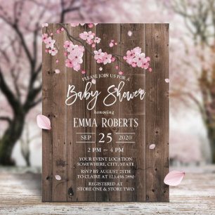 Cherry Blossom Pink Floral Baby shower Kaart