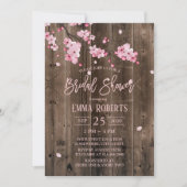 Cherry Blossom Pink Floral Barn Wood Vrijgezellenf Kaart (Voorkant)