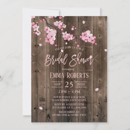 Cherry Blossom Pink Floral Barn Wood Vrijgezellenf Kaart (Voorkant)