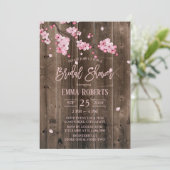 Cherry Blossom Pink Floral Barn Wood Vrijgezellenf Kaart (Staand voorkant)